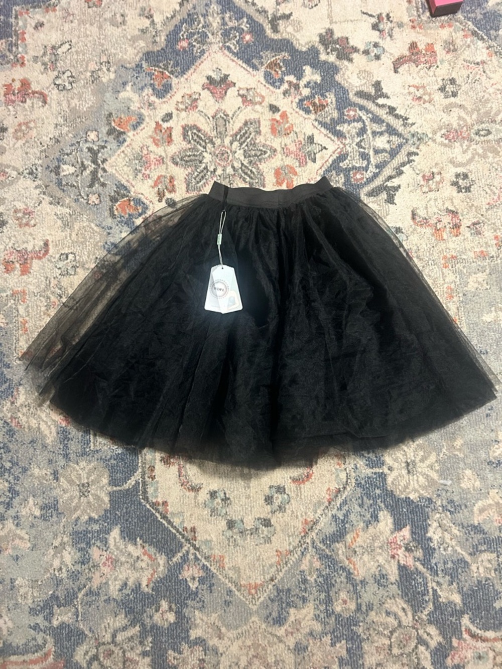 Classic Black long mid-length layered Tulle A Lign Elastic Waist Skirt Tutu